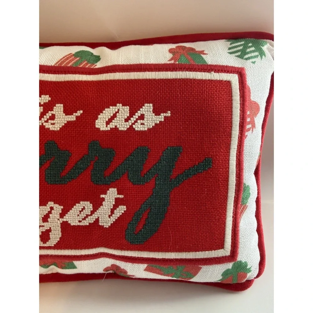 FURBISH Christmas Needlepoint Decorative Throw Pillow 15x11 Snarky